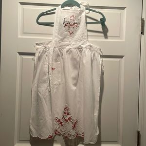 Women’s Red and White Lace Apron